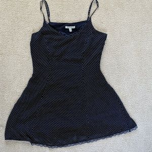 Navy Dress with White Polka dots